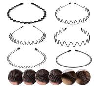 Elalove 6 Pcs Serre Tete Métallique Ondulé en Ressort pour Femmes et Hommes - Bandeaux Cheveux Résistants et Confortables pour Sport, Décontracté et Quotidien