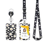 Elalove Rétractable avec Cordon et Mousqueton Porte Badge Plastique - Étui Rigide pour Cartes Badges et Clés