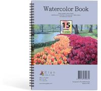 Elan Carnet de croquis aquarelle A4, 15 feuilles/30 pages, 280 g/m², 100 % coton, spirales