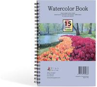 Elan Carnet de croquis aquarelle A5, 15 feuilles/30 pages, 280 g/m², 100 % coton, spirales