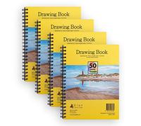 Elan Carnet de Dessin A4 4 pack, 200 Feuilles 200gsm Papier Lisse, Cahier de Dessin A4, Bloc de Dessin A4, Drawing Book A4, Bloc Dessin à Reliure Spirale Papier de Dessin Carnet Dessin Professionnel