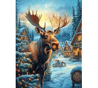 Élan dans la forêt Magique 1000 Pieces Casse-tête Famille en Carton Épais sans Déformation Scène de Conte de fées Dessin animé Difficulté Moyenne Jeu De Société Cadeau Noël Haute Qualité Premium 1000
