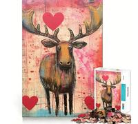 Élan de la Saint-Valentin avec des cœurs Puzzle de 1000 pièces pour Adultes Entraînement cérébral Amusant Pièces nettes et sans bavures Activité de Groupe réconfortante (38x26cm)