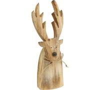 Élan en bois naturel 32cm x 10cm - Décoration de Noël, décoration rustique DIY en bois et jute