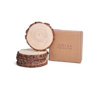 Elan Grand Rondin de Bois 24-27 cm de Diamètre Lot de 6 Pièces, Tranches de Bûches avec Écorce, Tranches de Bois Naturel pour Decoration et Artisanat