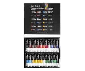 Elan Kit Peinture Acrylique Adulte, 24 Tubes Peinture Acrylique sur Toile 12ml, Acrylic Paint Set, Kit Peinture Adulte
