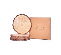 Elan Lot de 4 tranches de bois de pin pour travaux manuels, 28-31 cm de diamètre, rondes, en bois naturel pour projets de bricolage