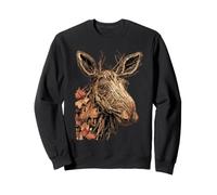 Élan Rustique avec brindilles Feuilles d'automne Art Animal d'automne Sweatshirt