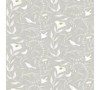 Elana Gabrielle Papier peint floral à décoller et à coller pour chambre à coucher, salle d'eau, cuisine, vinyle, couverture de 30,75 m², (collection Birdsong, lin)