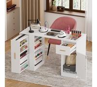 Elancee Table de manucure avec aspiration et 2 sacs d'aspirateur, table professionnelle de studio de manucure, tiroir, casiers et tableau d'affichage ouvert pour studio de nail tech, salon de beauté
