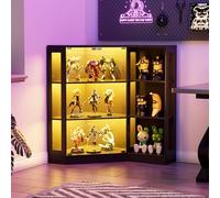 Elancee Vitrine en Verre avec LED, Vitrine pour Collection, 6 Couches Multifonction en Verre Debout,Armoir de Vitrine Moderne,Armoire de Salon, Bureau,Chambre,Noir,100x116.5x60 cm