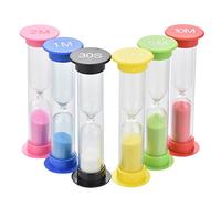 elander ™Ensemble de sabliers colorés en verre - 30secondes - 1 minute 2 minutes - 3 minutes - 5 minutes - lot de 6