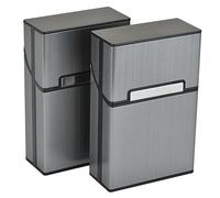eLander Étui à Cigarettes En Aluminium[Lot de 2] Fermeture Magnétique Sur Couvercle, Boîte à Cigarettes En Aluminium, Boîte à Cigarettes[gris]