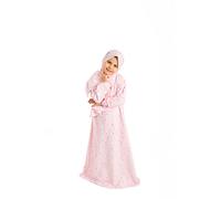 Elanesa Fille Islamique Robe de Prière pour Enfant Ensemble Deux Pièces Islamique Fermeture Éclair Maxi Robe avec Foulard et Chapelet Cadeau Imprimé étoile (6-7, Rose)