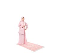 Elanesa Fille Robe de prière Enfant Islamique Robes Ensemble Oven pièces Robe Fermeture éclair priere avec Un Foulard, Tapis prière, Le Sachet et Un Cadeau de Chapelet Imprimé étoile (6-7, Rose)