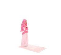 Elanesa Fille Robe de prière Enfant Islamique Robes Ensemble Trois pièces Robe Jupe Maxi Robe priere avec Un Foulard, Tapis prière, Un Cadeau de Chapelet (10-11, Rose)