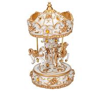 Elanze Designs Carrousel Musical doré doré de 25,4 cm - Figurine rotative - Carrousel d'accordage - Valse