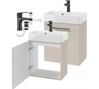 Elara Cachemire Ensemble de salle de bain : lavabo, armoire, robinet & siphon, 60x50cm, noir