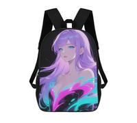 Elara Frost - Ice-Blue Eyes, Silky Pastel Lavender Hair Sacs À Dos Pour Enfants, Sac À Dos Scolaire Imprimé En 3D Pour Enfants, Sac À Dos De Voyage, Sac À Livres Pour Enfants 17inch Sac D'école