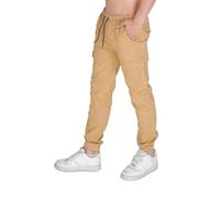 Elara Pantalon cargo slim pour homme, Beige taille petit, XXL mince