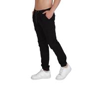 Elara Pantalon cargo slim pour homme, Noir taille petit, L mince