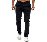 Elara Pantalon Chino Homme Régulier Slim Fit Chunkyrayan MEL009-Schwarz-32/34