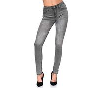 Elara Pantalon Taille Haute Femmes Jean Chunkyrayan EL09D3 Grey-42 (XL)