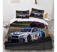ELARCO Housse de Couette 200 x 200 3D Voiture De Course Microfibre Parures De Lit Voiture De Sport Fermeture à Glissière 2 taies d'oreiller 65x65 en pour Enfants Garons Filles Mâle Adulte Femelle