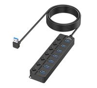 Élargissez les connectivités avec 7 ports USB 2.0 Hub répartiteur USB pour bureau et usage domestique 480 Mbps transfert de données haute vitesse commutateurs individuels