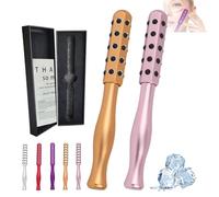 Elarique Face Roller, Elarique Glow Sculpting - Beauty Roller, Facelift Pro Rollers, Uplifting Facial Massaging Beauty Tool, Germanium Stones Face Tool, For Up Lifting And Skin Care (Gold+Pink)
