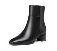 Elashe Bottine Femme, 5cm Mi-Talon Bout Carré Bottes, Classique Fermeture Éclair Bottines Automne et Hiver Noir MatEU38