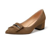 Elashe Femme Escarpins Petit Talon Confortable Escarpins Talon Bloc Bout Pointu Chaussure Chic Marron EU39