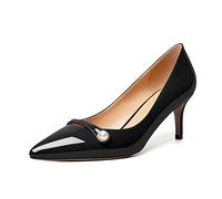 Elashe Femmes Escarpins à Chaton Talons Bout Pointu Talon Bas Talons à Bout Fermé Talons avec des Peal pour Fête et Mariage Chaussure 6.5CM Noir EU38