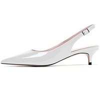 Elashe Kitten Heel Sling Back, Mary Jane 1.4" Femme Escarpins Bride arrière Blanc EU41