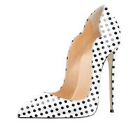 Elashe Women's Elegant Slip on Pumps High Heel 4.7 Pouces Closed Toe Stiletto pour Bride Audacieuse & Party Polka Dot EU41