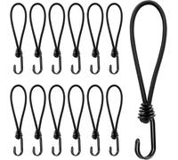 Elastic Bungee Cord With Hooks,20 Cm Elastic Tensioner For Tarpaulins,12 Pieces Elastic Sandow For Transport,Stationary,Trailers,Banners,Posters,Tents,Black