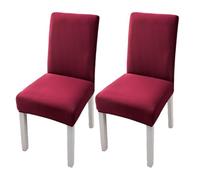 Elastic Chair Cover For Home And Office - Stretchy Polyester Spandex Seat With Hem, Fits Standard Chairs(Red,2PCS)
