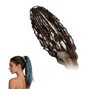 Elastic Dread Ponytail, 50cm Boho Dreadlock Ponytail Extension with Hair Tie, Shell and Charm Details, Lightweight Natural Hand-braided Braids Long Ponytails Dreads for Women Men Festival Daily