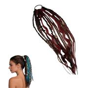 Elastic Dread Ponytail, 50cm Boho Dreadlock Ponytail Extension with Hair Tie, Shell and Charm Details, Lightweight Natural Hand-braided Braids Long Ponytails Dreads for Women Men Festival Daily