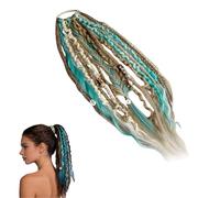 Elastic Dread Ponytail, 50cm Boho Dreadlock Ponytail Extension with Hair Tie, Shell and Charm Details, Lightweight Natural Hand-braided Braids Long Ponytails Dreads for Women Men Festival Daily