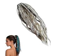 Elastic Dread Ponytail, 50cm Boho Dreadlock Ponytail Extension with Hair Tie, Shell and Charm Details, Lightweight Natural Hand-braided Braids Long Ponytails Dreads for Women Men Festival Daily