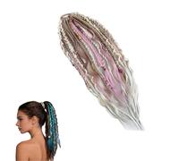 Elastic Dread Ponytail, 50cm Boho Dreadlock Ponytail Extension with Hair Tie, Shell and Charm Details, Lightweight Natural Hand-braided Braids Long Ponytails Dreads for Women Men Festival Daily