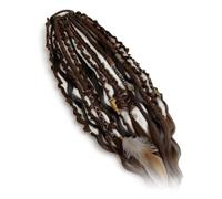 Elastic Dread Ponytail, Boho Dreadlock Hair Extension, One-Minute Install Boho Hair with Beads & Charms for Music Festivals & Everyday Wear(C)