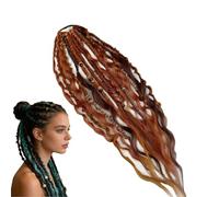 Elastic Dread Ponytail, Boho Hair Extension with Beads & Charms for Music Festival, 1-Minute Install No Tools Needed, Scrunchy Bubble Braid Synthetic Hair Topper (C)