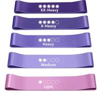 Elastic Fitness,[Pack Of 5] Resistance Band Elastic 5 Levels Of Strength,Natural Latex Exercise Equipment For Bodybuilding/Pilates/Yoga