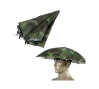 Elastic Headband Camouflage Pattern Sun Rain Umbrella Hat Beanie for Fishing Beach Golf Army Green Hand Free Headwear Shade Gardening Photography Walk