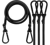Elastic Lanyards With Carabiners, Set Of 4 Long Elastic Lanyards Carabiner 80 Cm Black Elastic Straps With Carabiners For Camping, Tarps, Tent, Car