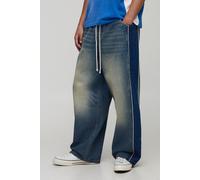 Elasticated Super Baggy Side Panel Piping Jeans homme - gris - 30R, gris