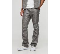 Elasticated Waist Washed PU Relaxed Ruched Trouser homme - noir - 28, noir