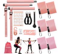 Elastics Pilates Bar-2025 Home Kit With 6 Elastic Resistance Bands 20-180 Lbs & Door Anchor For Full Yoga/Bodybuilding Training